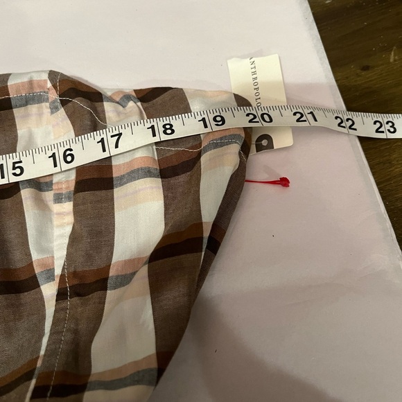 NWT Anthropologie size XL Strapless Brown & White Gingham Belted Midi Dress - Picture 9 of 12